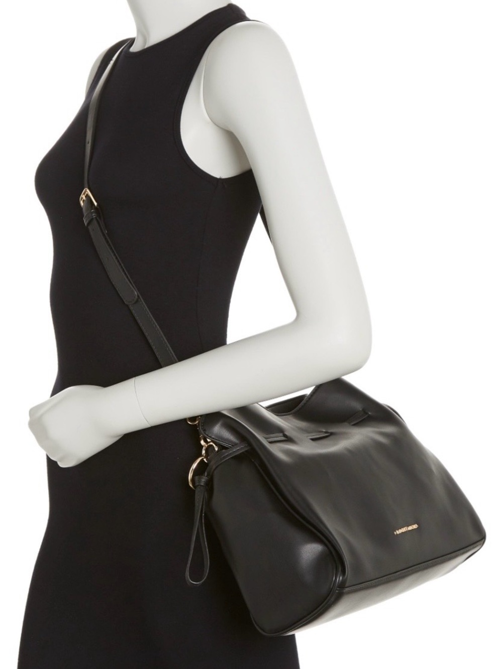 NWT! Badgley Mischka Collection Black Soft Bucket Bag